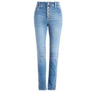 Good American High-Rise Button-Fly Moto Jeans - Flare Ankle - 10/30 - NWT